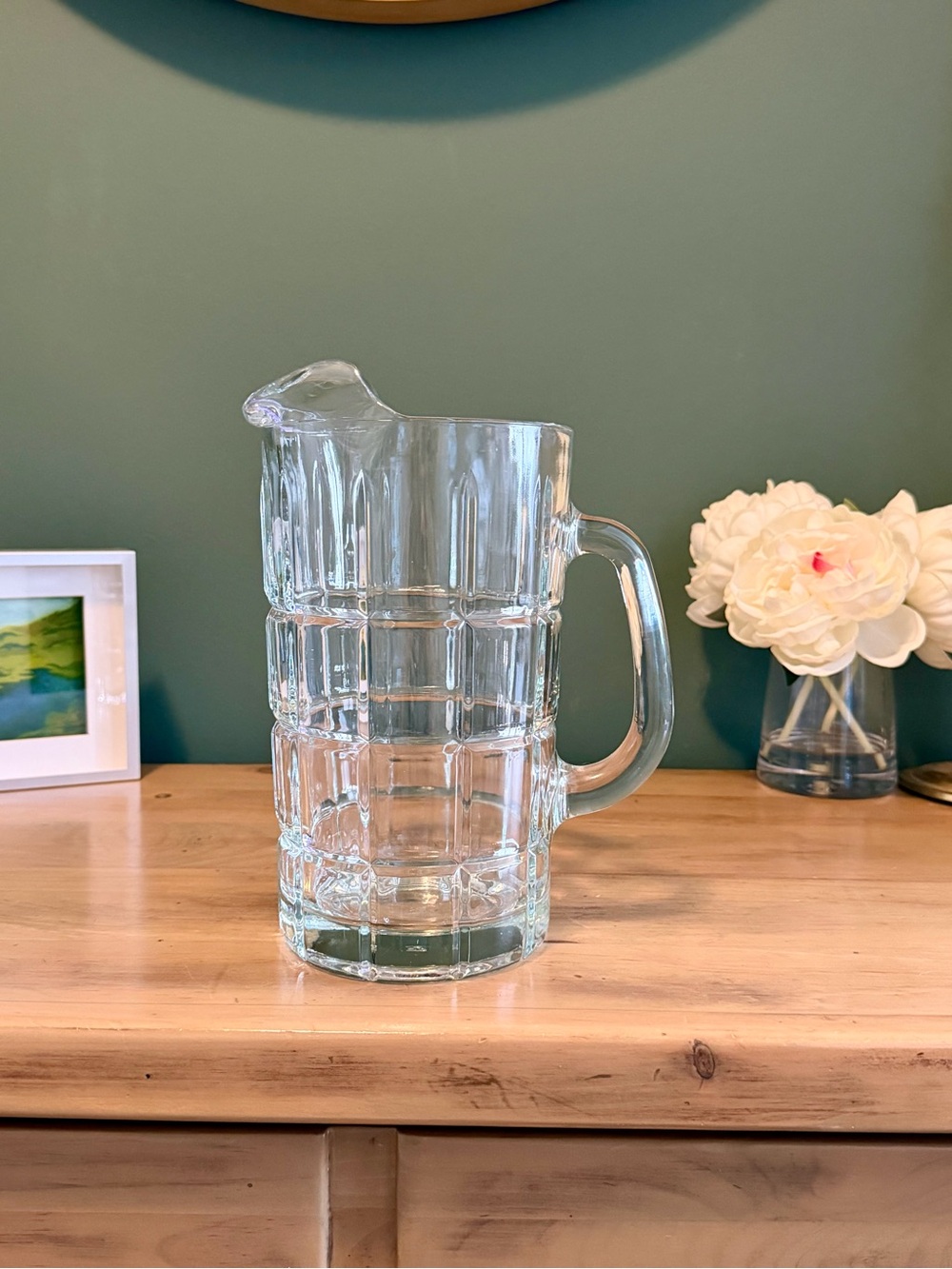 Anchor Hocking Tartan Manchester Clear Glass 50 Oz Pitcher Vintage